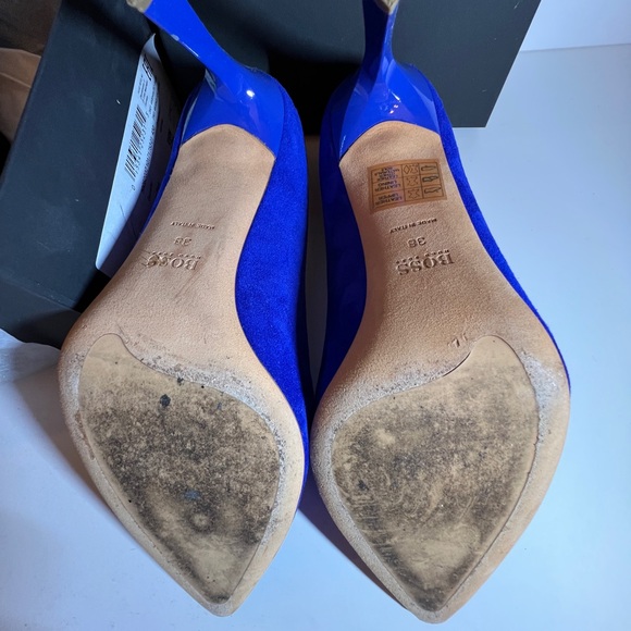 Hugo Boss “Bonette” Blue Suede heels Size 8 - Picture 6 of 9